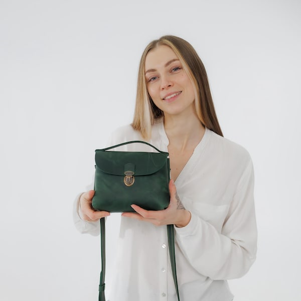 Mini Crossbody Handtasche, Echtleder Geldbörse für Frauen, Kleine Handgefertigte Ledertasche, Minimalistische Cross Body Tasche, Vintage Schultertasche