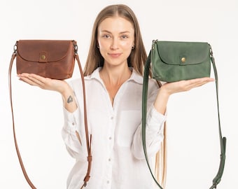 Mini bolsa de couro, bolsa transversal urbana, bolsa de ombro minimalista feminina, pequeno porta-celular para uso diário, bolsa transversal de couro legítimo.