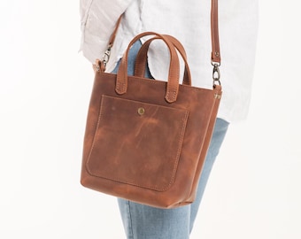 Bolso de mano de piel auténtica para mujer, bolso bandolera hecho a mano, bolso de hombro pequeño, regalo personalizado para ella, bolso de trabajo para el día a día.