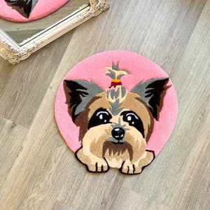Cute Dog Rug, Custom Pet Rug, Custom Dog Cat Portrait Rug, Cute Pet Rug, Pink Dog Rug