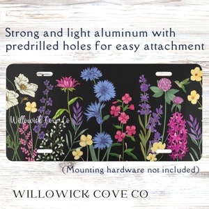 Wildflower Vanity Plate for nature lovers license plate for offroad fans floral license plate for mom gift, girlfriend gift, friend car tag