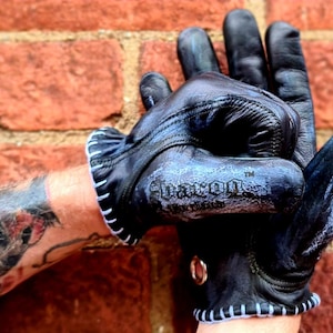Black Leather Motorcycle Gloves: Svarog England Biker Gloves