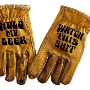 Svarog England Leather Motorcycle Gloves: &quot;HOLD MY BEER&quot; Biker Gloves