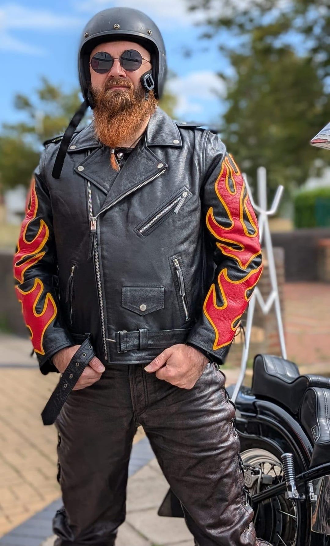 Svarog England Classic Flame Biker Leather Jacket - Etsy