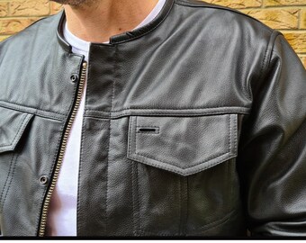 Genuine Leather 3/4 Sleeve Biker Vest - Made in England - Etsy