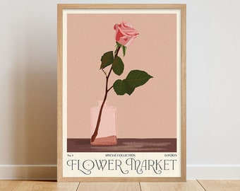 Rose Flower Illustration Wall Art - Flower Market Print
