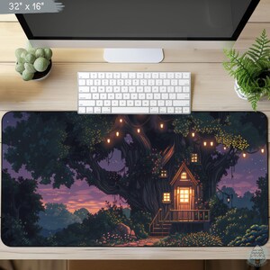Dark Cottagecore Desk Mat, Forest Deskmat Design, TCG Playmat, Keyboard Mat, Gaming Large Mouse Pad, Gift For Gamer, Desk Mat Aesthetic D92 image 2