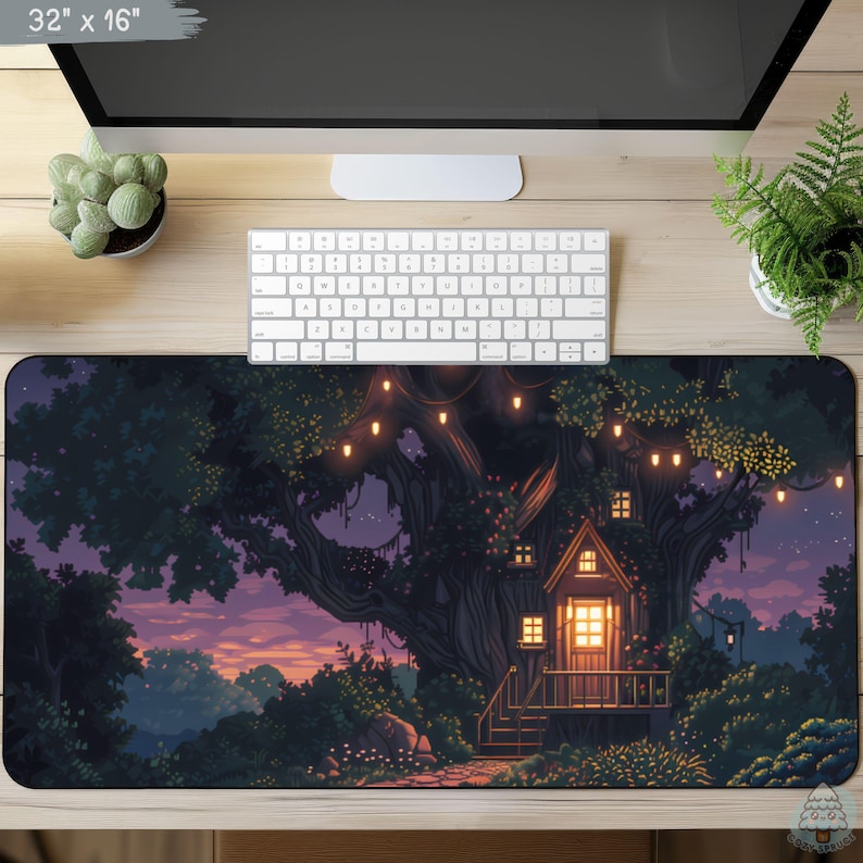 Dark Cottagecore Desk Mat, Forest Deskmat Design, TCG Playmat, Keyboard Mat, Gaming Large Mouse Pad, Gift For Gamer, Desk Mat Aesthetic D92 image 2