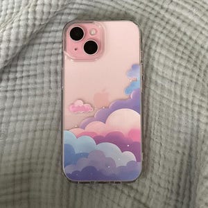 Pastel Clouds Transparent Phone Case - Cute Clear iPhone Samsung Case, Aesthetic Cloud Design, Phone Case Gift, Soft Gradient Colors