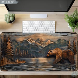Rustic Bear Wood Effect Desk Mat: Mountain Forest Mouse Pad D66 - Etsy