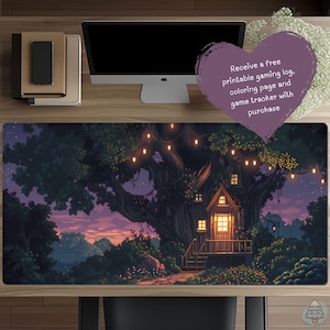 Dark Cottagecore Desk Mat, Forest Deskmat Design, TCG Playmat, Keyboard Mat, Gaming Large Mouse Pad, Gift For Gamer, Desk Mat Aesthetic D92 image 1