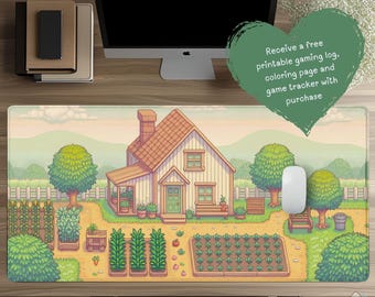 Pixel Farm Desk Mat Pastel Stardew Inspired Desk Pad, Nature Desk Decoration, TCG Playmat, Gift for Cozy Gamer, DM4