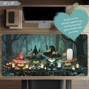 Frog Wizard Desk Mat: Cozy Gamer Keyboard Pad, TCG Playmat DM9