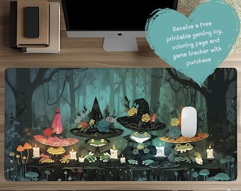 Frog Wizard Desk Mat: Cozy Gamer Keyboard Pad, TCG Playmat DM9