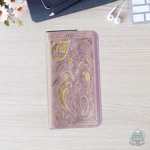 Étui pour portable Grimoire Book of Spells - Étui portefeuille en cuir végétalien vintage, esthétique Magic Witch pour iPhone Samsung