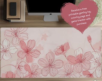 Cherry Blossom Desk Mat: Pink Sakura Floral Gaming Mouse Pad D156