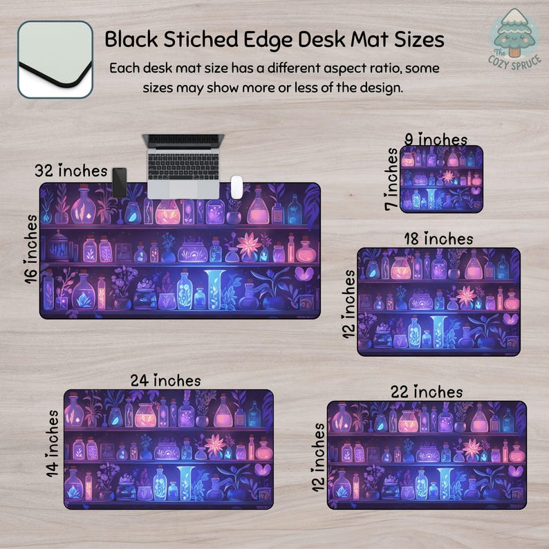Apothecary Shelf Desk Mat, Aesthetic Mouse Pad, Dark Academia Gaming Mat, Witchy Desk Decor, Potions Workspace, Gift for Cozy Gamer image 6