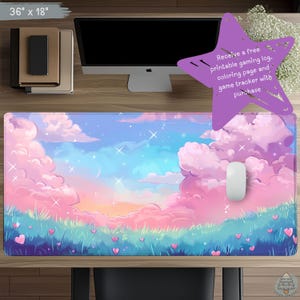 Pastel Cloud Desk Mat, Anime Style, Cozy Gamer, TCG Playmat, Dreamy Sky Keyboard Mat, Mouse Pad, Gift for Gamer, Desk Mat Aesthetic D67