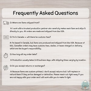 a series of frequently asked questions about shipping and customer service, including information about the shipping partner, customs fees, order duration, return and exchange policies, and the company's approach to handling returns and exchanges.