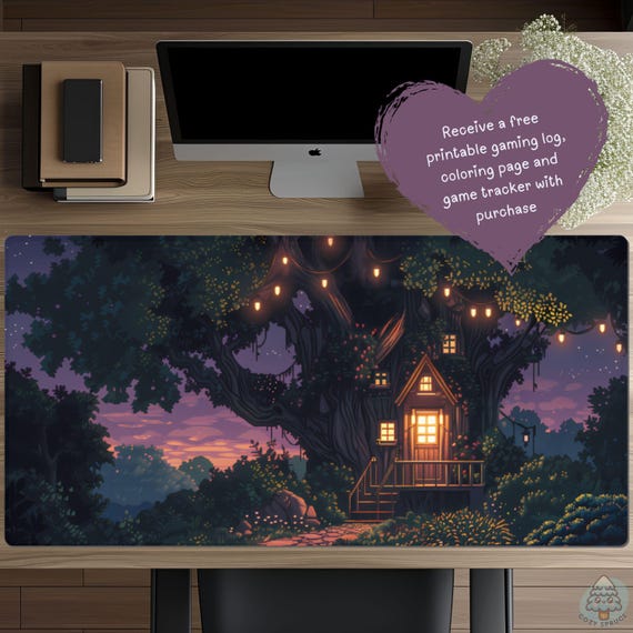 Dark Cottagecore Desk Mat, Forest Deskmat Design, TCG Playmat, Keyboard Mat, Gaming Large Mouse Pad, Gift For Gamer, Desk Mat Aesthetic D92