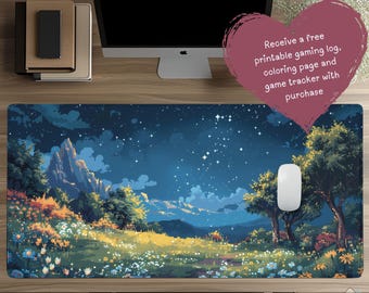 Aesthetic Meadow LoFi Desk Mat, Cottagecore Desk Mat, TCG Playmat, Keyboard Mat, Large Mouse Pad, Gift For Gamer, Desk Mat Aesthetic D74