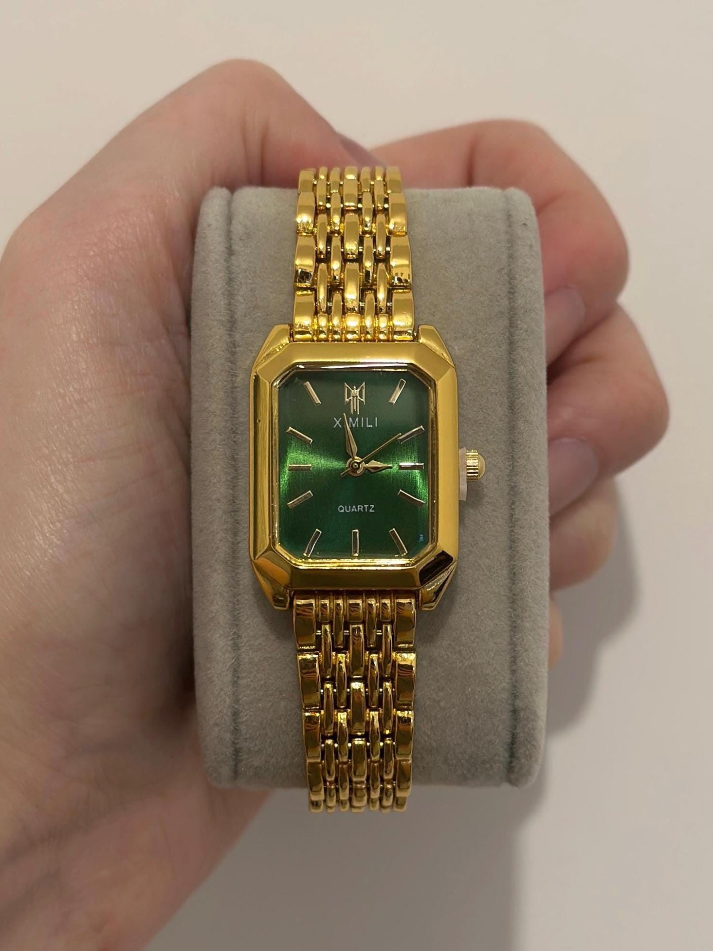 Gold and Green Vintage Style Unique Dainty Women’s Wrist Watch Trendy Cute Gift 266-02.jpg main image 2