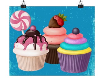 Vintage Cupcakes Matte Art Print