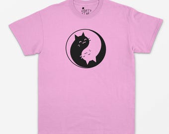 Yin Yang Cat T Shirt - Kitten Shirt / Cat / Yoga Shirt / Yoga Cat / Cat T Shirt / Cute Gift / Chakra / Cat Mom / Kawaii Shirt - S M L XL +