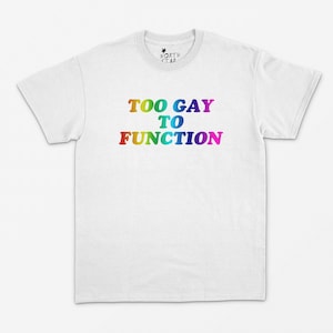 Too Gay To Function T Shirt - Mean Girls T Shirt - LGBT - Y2K Aesthetic - Mean Girls  - Pride - Kawaii - Girl Power - 90&#39;s - Meme S M L XL