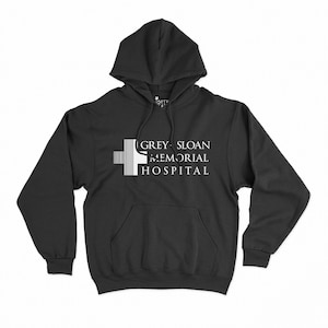 Sweat à capuche Grey's Anatomy - Chemise grise de l'hôpital Sloan Memorial - TV - Chemise Greys Anatomy - Meredith Grey - Derek Shepherd - Pull gris