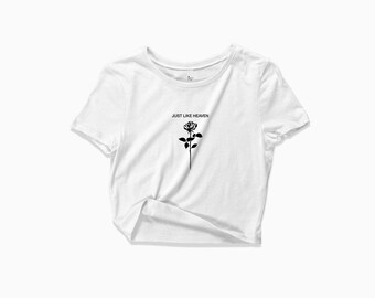 Just Like Heaven Crop Top - Vintage Style Y2K 90&#39;s Punk Grunge Rose Shirt