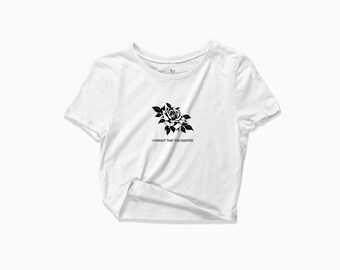 I Forgot That You Existed Crop Top - Vintage Style Y2K 90&#39;s Punk Grunge Rose Shirt
