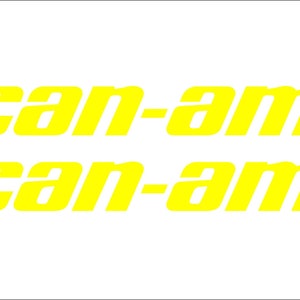 Two Can-am decals stickers for motorcycles ATV fender fuel tanks white yellow black