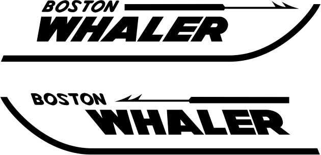 Pair 24" Boston Whaler Compatible Replacement Decals *Black* Vinyl Stickers Boat Outboard Motor Set Of 2