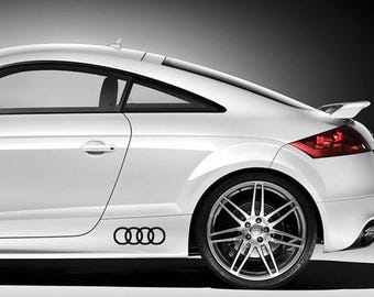 Dos pegatinas de aros de Audi para umbrales de puertas, ventanas y vinilos para coches S Line A4 y A6.