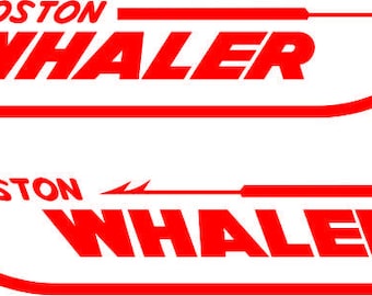 Two Boston Whaler vinyl decals stickers for boat hull side emblem logo pair marine