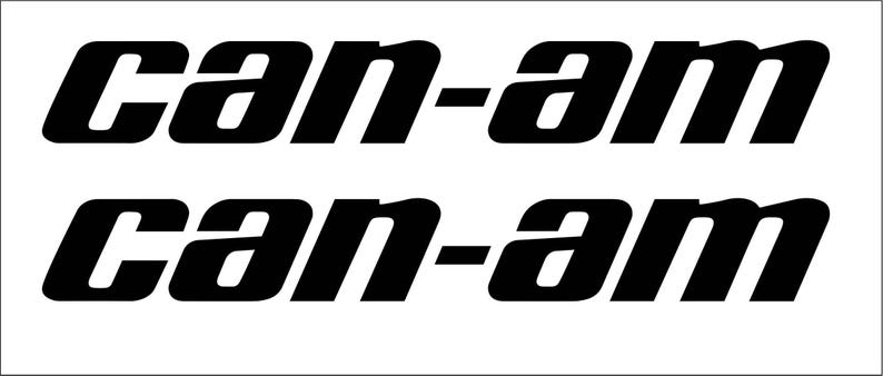 Puede incluir: Dos logotipos negros de "Can-Am" en una fuente en negrita e inclinada se muestran sobre un fondo blanco. Los logotipos est&aacute;n apilados, uno encima del otro. El dise&ntilde;o es simple y moderno, adecuado para branding o uso promocional.