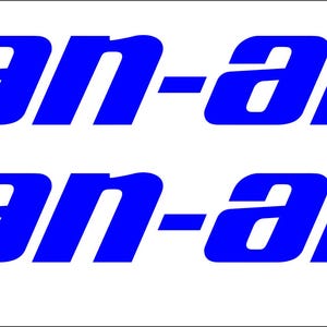 Puede incluir: Dos logotipos azules "CAN-AM" sobre un fondo blanco. El texto est&aacute; en negrita y cursiva. Los logotipos son id&eacute;nticos, con el texto dispuesto en dos filas.