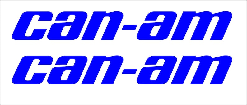 Puede incluir: Dos logotipos azules "CAN-AM" sobre un fondo blanco. El texto est&aacute; en negrita y cursiva. Los logotipos son id&eacute;nticos, con el texto dispuesto en dos filas.