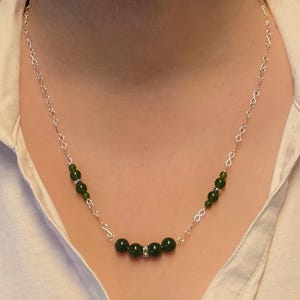 Jade Necklace on Silver Eternity Loop Chain