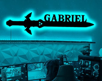 Custom Legend of Zelda Four Swords Neon Led wood Wall Decor,Glow In The Dark Moon,zelda Decor Art,Zelda Gifts, Birthday Gift,Christmas Gifts