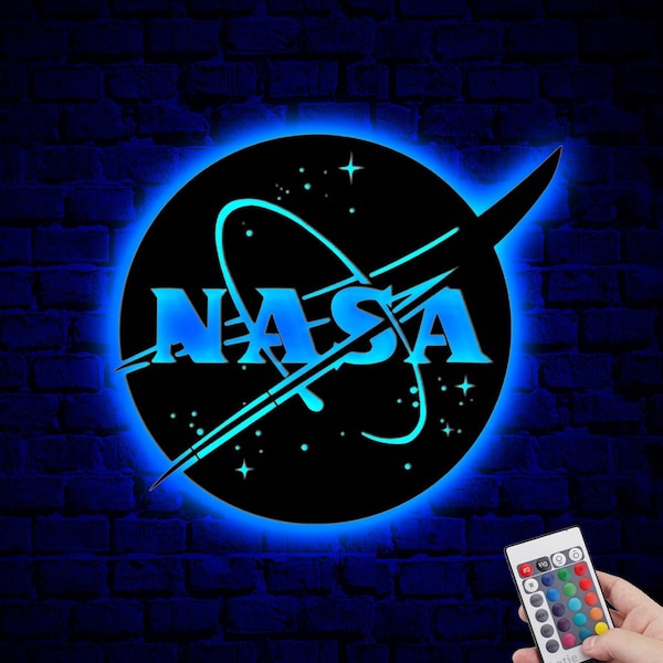 Letrero de neón LED con el logotipo de la NASA, decoración de Silent Hill, regalo de cumpleaños de Navidad, regalo para amantes del espacio, arte de astronauta, letrero de pared de la NASA, decoración para amantes de la NASA
