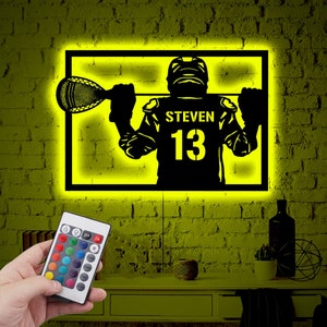 Custom Lacrosse Player Neon Led Sign,Lacrosse Goalie Wall Art With LED Light,Lacrosse Stick name kids gift,Birthday Christmas Gift