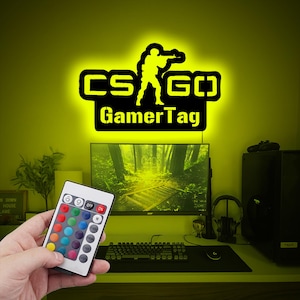 Custom FPS Classic Inspired Neon Led wood Wall Decor,cs go gaming room decor,counter strike neon sign,counter Birthday Gift,Christmas Gifts