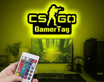 Custom FPS Classic Inspired Neon Led wood Wall Decor,cs go gaming room decor,counter strike neon sign,counter Birthday Gift,Christmas Gifts