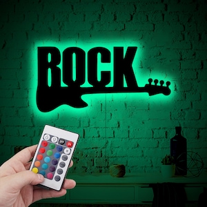 Rock Musik Neon Led Schild, Musik Gitarre Neon Schilder für Wanddekor, Gitarre Leuchtschild für Musik Studio Disco Musik Bar Club Geburtstagsfeier