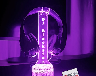 Gamer christmas Headphone Stand,Custom 3D LED Night Light,Video game lover,Gamertag Light Sign,Streamer Headset holder,noel xmas present