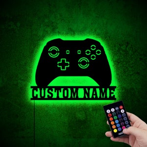 Arte de pared con luz LED de neón para mando de videojuegos personalizado, regalo para amantes de los videojuegos, arte de videojuegos, decoración de salas de juegos, regalo para gamers, sala de videojuegos