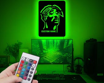Tupac Shakur led wall sign,Hip-Hop Decor,xmas gifts,Tupac Poster led lighting sign,2pac wall light, ,Rap Music lover gifts,christmas gifts