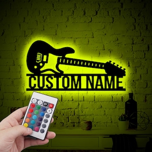 Neon Gitarren Wandkunst, personalisierte LED Musik Dekor, einzigartige Gitarrist Geschenk, benutzerdefinierte Neon Wandkunst, musikalisches Neon Dekor, handgefertigte Gitarrenkunst